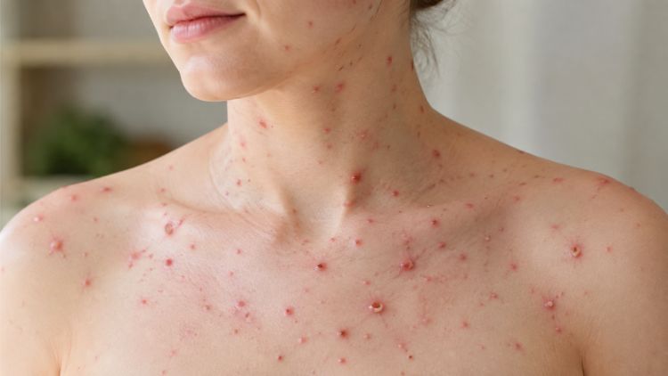 Tổn thương thuỷ đậu thay đổi từ nốt đỏ đến phỏng nước và đóng vảy