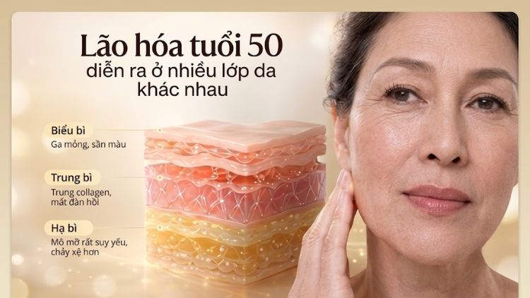 Lão hóa tuổi 50 diễn ra ở nhiều lớp da