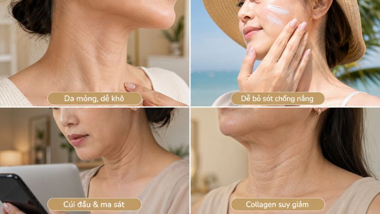Vì sao da vùng cổ lão hóa nhanh hơn da mặt?