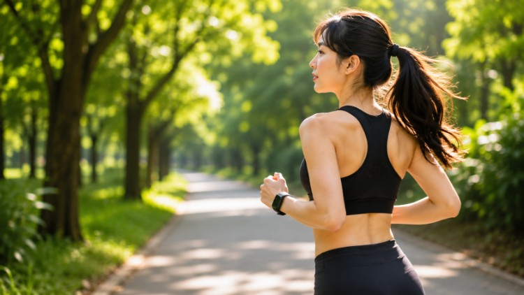 Chạy bộ ngoài trời là thói quen vận động hỗ trợ giảm mỡ toàn thân