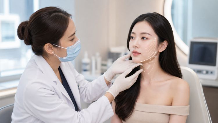 Bác sĩ đánh giá da, mô mềm và cấu trúc hàm trước khi tư vấn công nghệ phù hợp