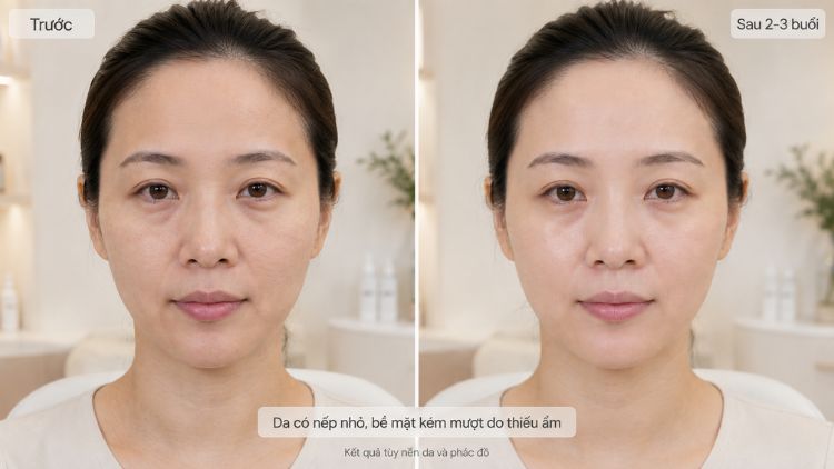 Da có nếp nhỏ, bề mặt kém mượt do thiếu ẩm