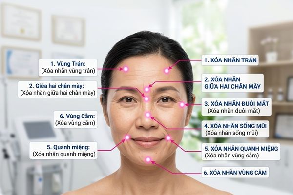 Botox xóa nhăn hiệu quả tại nhiều vùng phổ biến trên khuôn mặt
