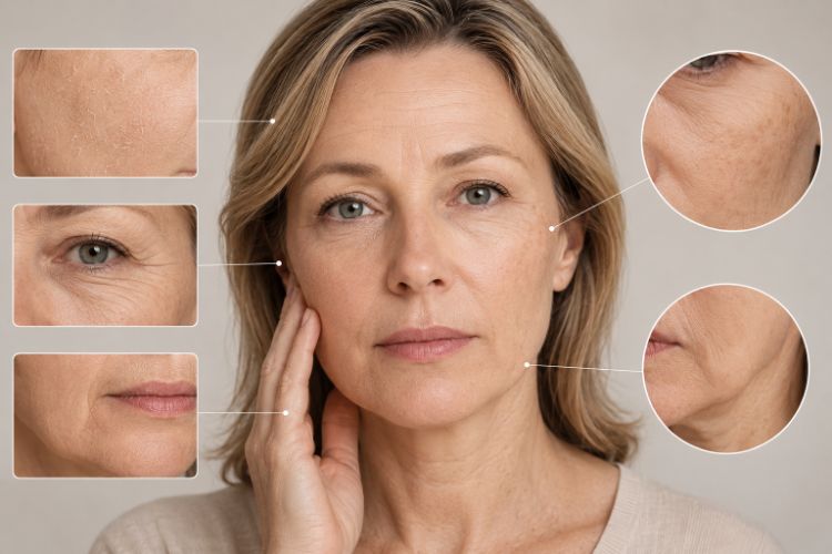 Dấu hiệu lão hóa cần được đánh giá theo bề mặt, nếp nhăn và độ săn chắc