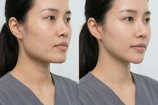 Góc nghiêng cho thấy hàm thon gọn hơn sau tiêm botox