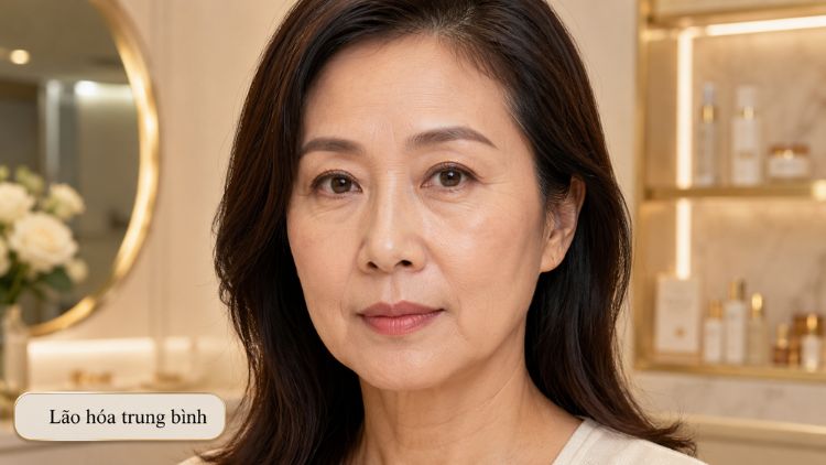 Lão hóa trung bình khi da chùng và mô mềm bắt đầu sa trễ