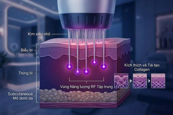 RF vi điểm kích thích collagen mạnh, cải thiện cấu trúc và độ săn chắc da