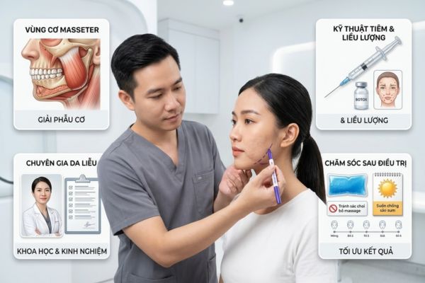 Hiệu quả botox gọn hàm phụ thuộc cơ hàm, liều lượng và tay nghề