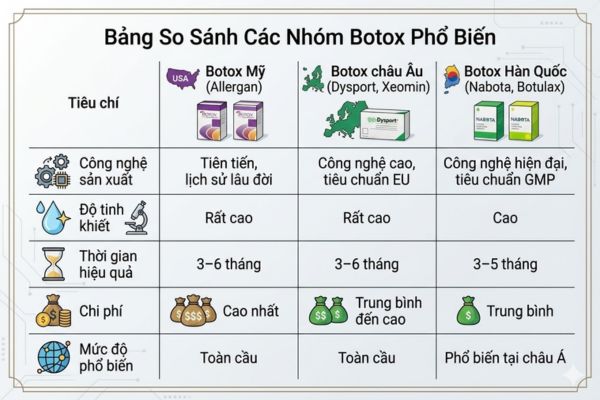 So sánh xuất xứ giúp hiểu rõ sự khác biệt giữa các loại botox