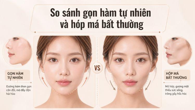 So sánh gọn hàm tự nhiên và hóp má bất thường