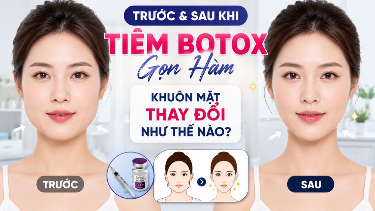 Trước và sau khi tiêm Botox gọn hàm
