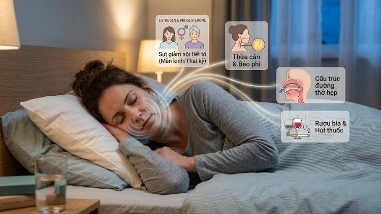 Các nguyên nhân phổ biến gây ra tình trạng ngủ ngáy ở phụ nữ