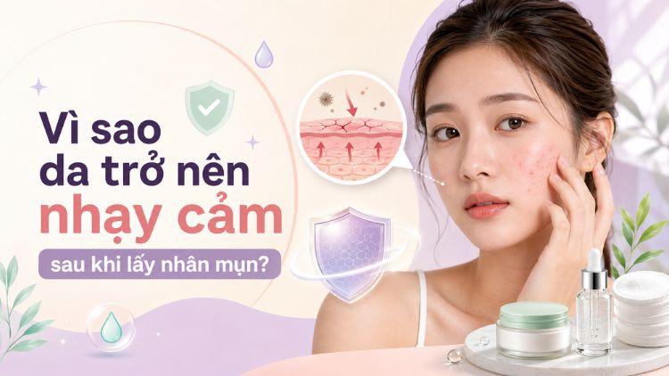 Da đỏ nhẹ và nhạy cảm sau khi lấy nhân