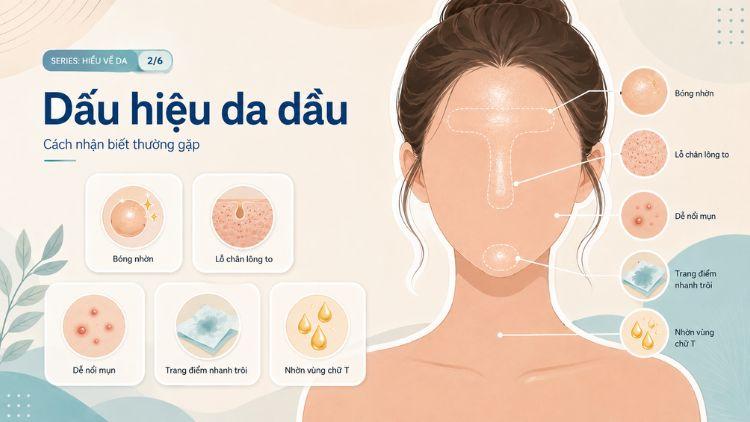 Những dấu hiệu thường gặp giúp nhận biết da dầu