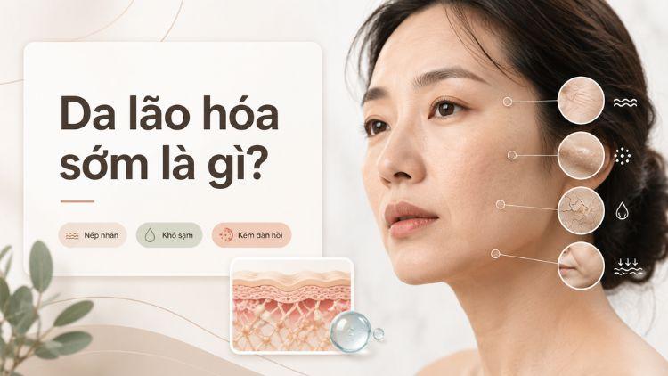 Dấu hiệu da lão hóa sớm xuất hiện trên gương mặt