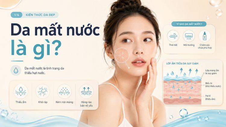Da bị thiếu nước khiến bề mặt kém căng mịn