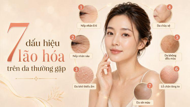 Các dấu hiệu lão hóa da thường gặp trên khuôn mặt