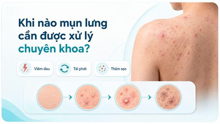 Mụn lưng viêm đỏ lan rộng cần được thăm khám