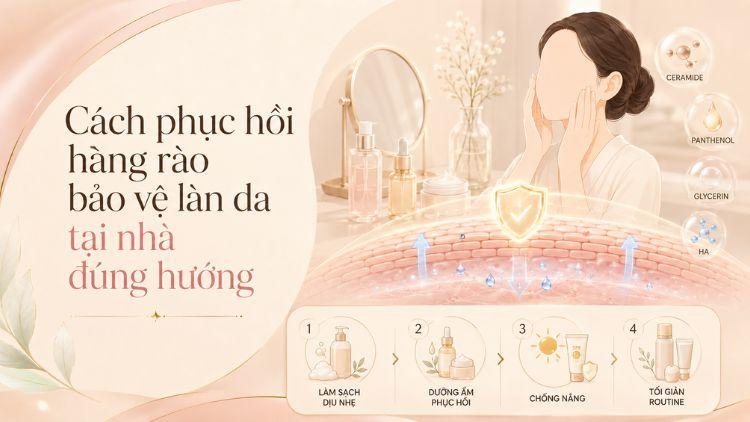 Routine tối giản hỗ trợ phục hồi hàng rào da