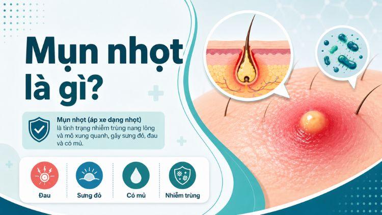 Mụn nhọt sưng đỏ do nhiễm trùng nang lông