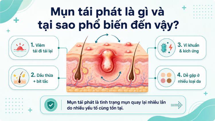Mụn có thể xuất hiện trở lại dù da từng cải thiện