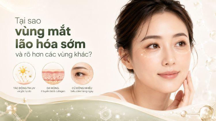 Da vùng mắt mỏng và dễ xuất hiện nếp nhăn sớm theo tuổi