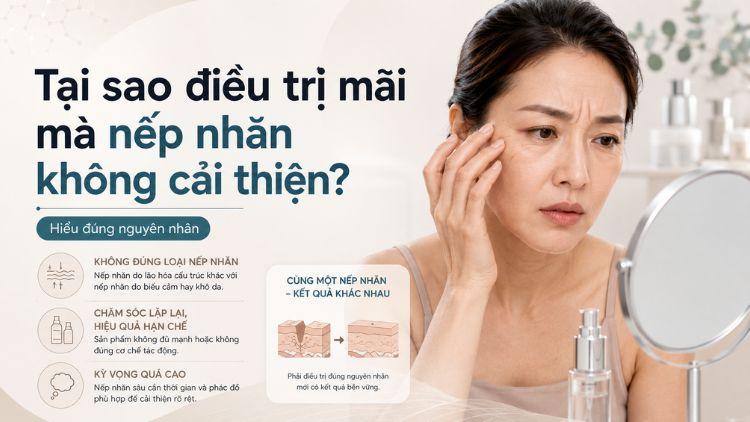 Soi gương nhận biết nếp nhăn chưa cải thiện