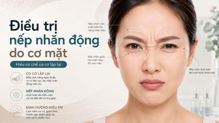 Vùng cơ mặt co tạo nếp nhăn động và cách điều trị