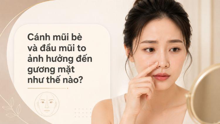Cánh mũi bè làm vùng giữa mặt trông nặng hơn