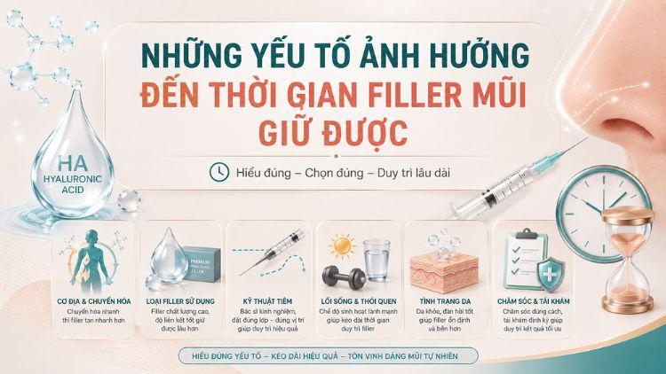 Các yếu tố ảnh hưởng thời gian duy trì filler mũi HA