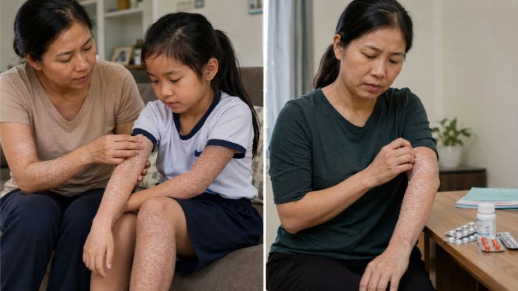 Phân biệt da vảy cá di truyền và mắc phải