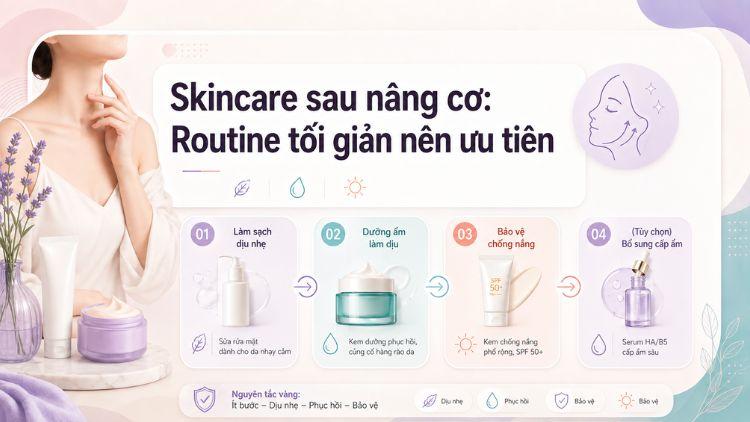 Skincare dịu nhẹ bảo vệ da ngay sau nâng cơ