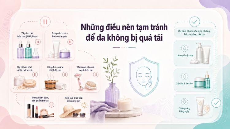 Tạm dừng tác động mạnh để da không quá tải