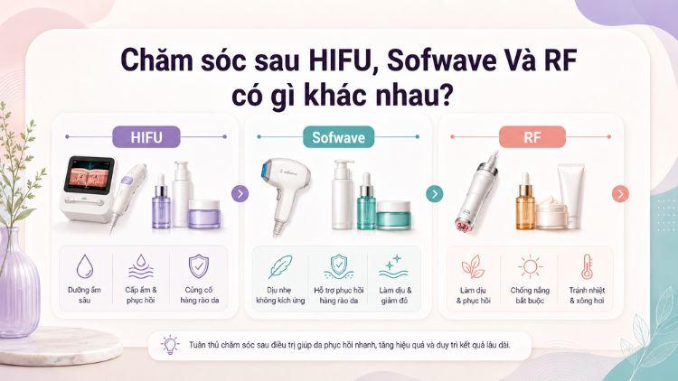 Lưu ý chăm sóc riêng sau HIFU, Sofwave và RF