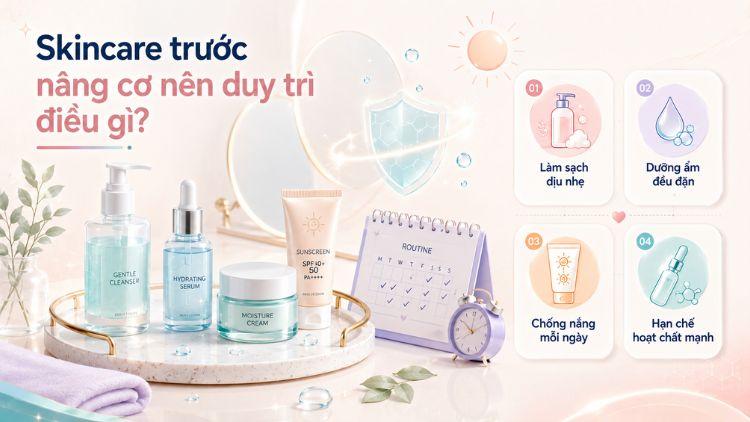 Routine dịu nhẹ giữ da ổn định trước điều trị