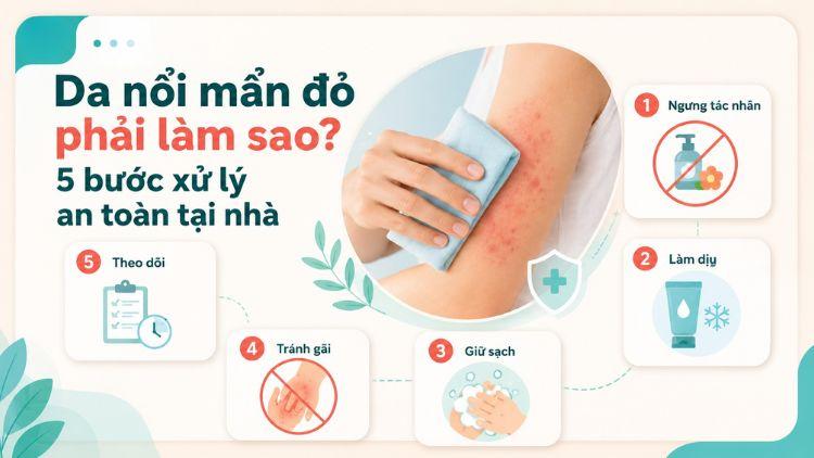 5 bước xử trí da nổi mẩn đỏ an toàn