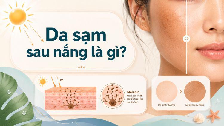 Da sạm sau khi đi nắng thường xuất hiện ở vùng hở