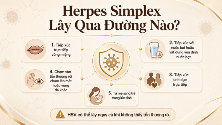 Các đường lây truyền phổ biến của virus herpes simplex
