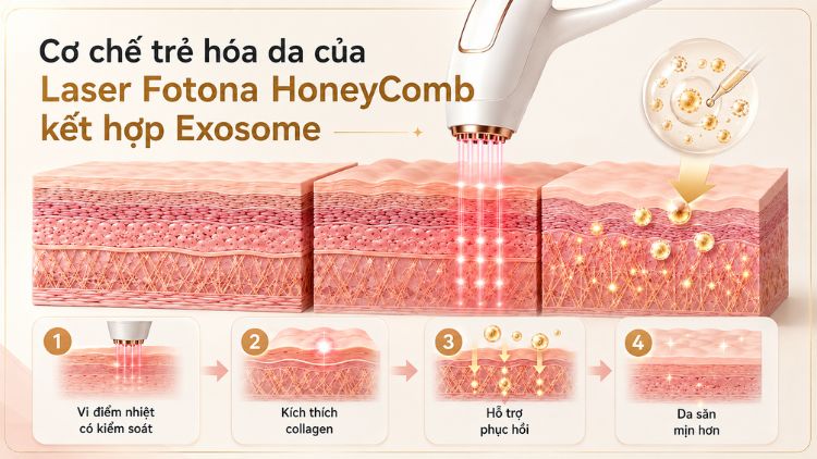 Laser HoneyComb kết hợp Exosome hỗ trợ tái tạo làn da