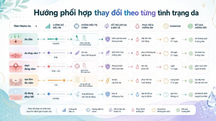 Hướng phối hợp thay đổi theo từng tình trạng da