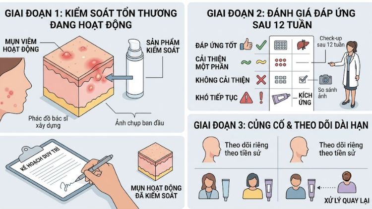 Ba giai đoạn kiểm soát mụn trứng cá mạn tính
