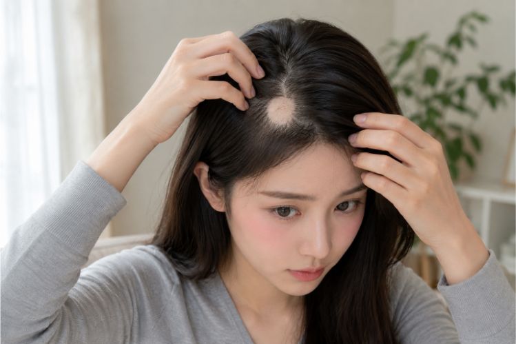 Tình trạng tóc rụng thành từng mảng