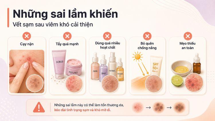 Thói quen gây kích ứng khiến vết sạm kéo dài