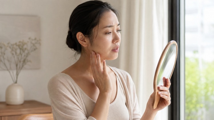 Đường viền hàm mờ hoặc vùng má mềm hơn có thể là dấu hiệu sớm cần được theo dõi