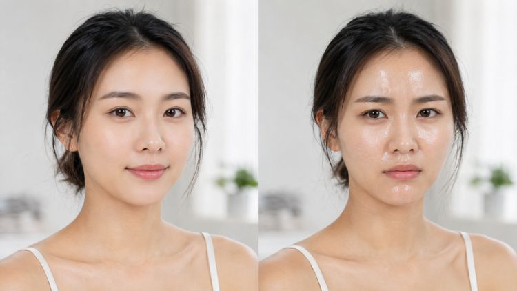 Da căng bóng khỏe khác với tình trạng bóng dầu trên bề mặt da