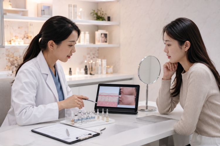 Sản phẩm nền da và tiền sử cá nhân cần được đánh giá trước khi thực hiện
