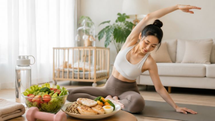 Ăn uống và vận động hỗ trợ giảm mỡ sau sinh