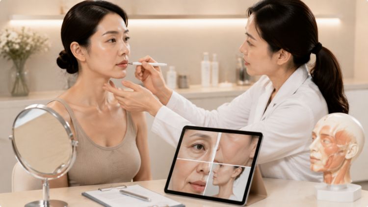 Bác sĩ đánh giá tình trạng da trước khi lựa chọn hướng trẻ hóa